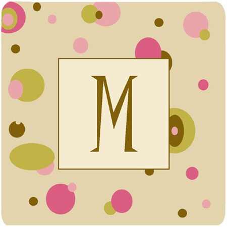 Carolines Treasures Monogram - Tan Dots Foam Coasters Initial Letter M- Set of 4 CJ1004-MFC